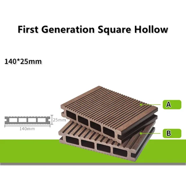 140x25 Square Hollow WPC wood composite decking floor 140x25 Square Hollow WPC wood composite decking floor